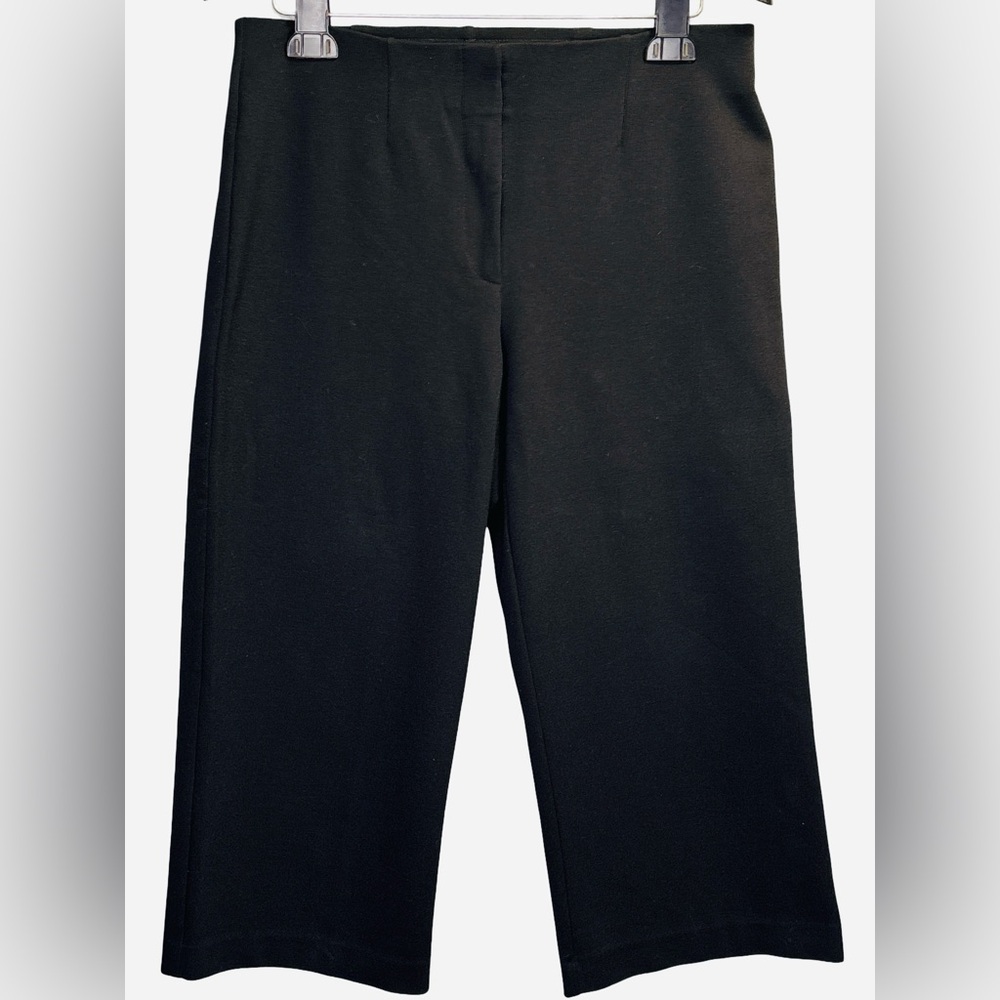 Chico's Elegant Black Ponte Wide Leg Cropped Trousers .05/Size 6
